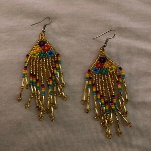 Colorful Beaded Fringe Earrings